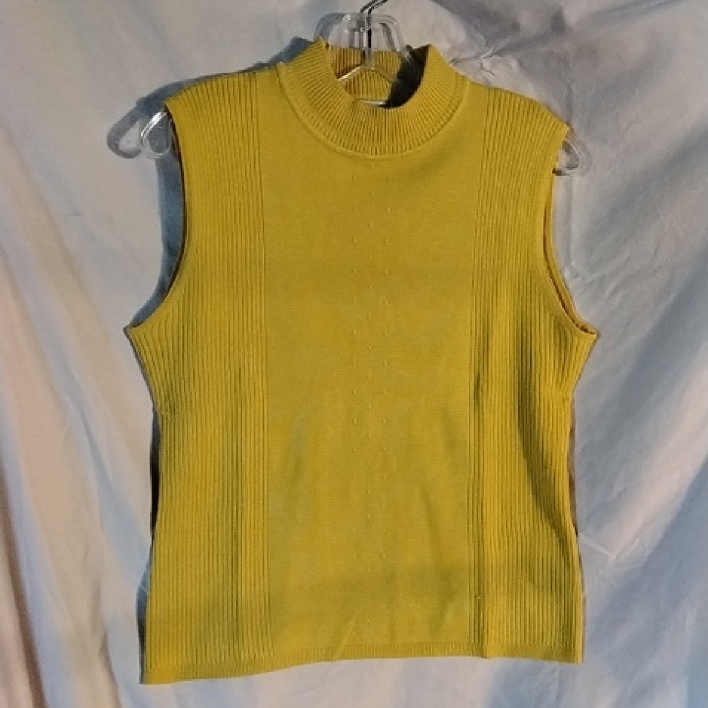 Women's Vintage Yellow Ribbed Sleeveless Sweater